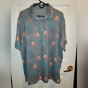 Walter Hagen II Gray Orange Bird Of Paradise Stretch Performance Golf Shirt XL